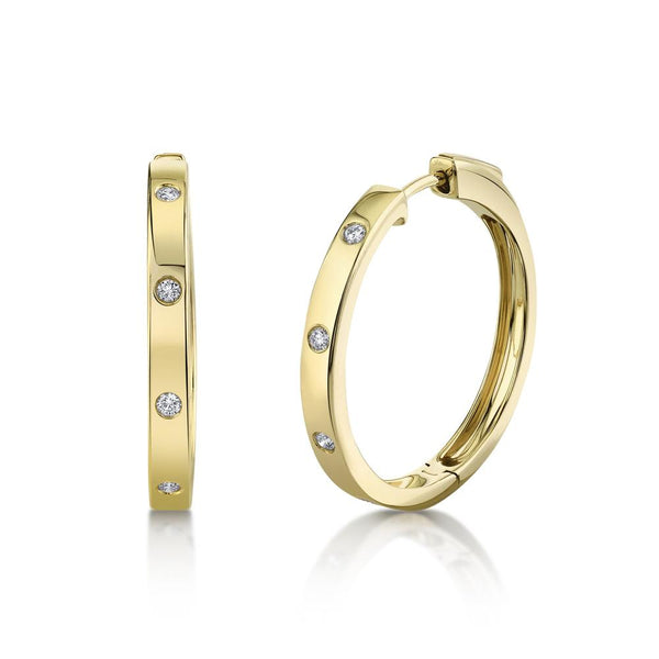 14K White Gold Diamond Hoop Earrings-EARRINGS-Maurice's Jewelers-YELLOW GOLD-