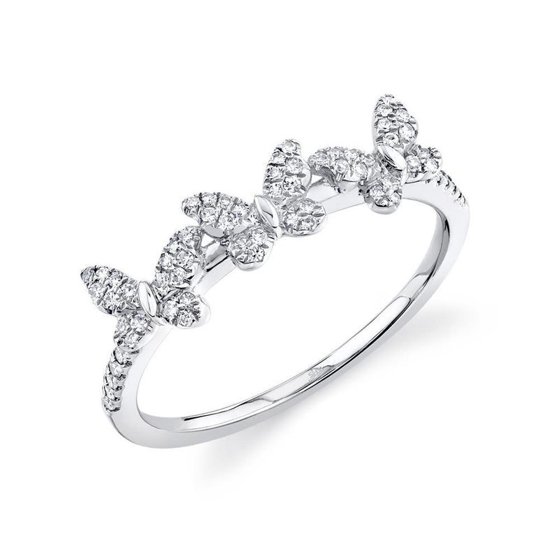 14K Rose Gold Diamond Triple Butterfly Ring-Rings-Maurice's Jewelers-WHITE GOLD-