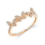 14K Rose Gold Diamond Triple Butterfly Ring