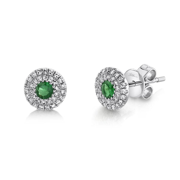 14K Yellow Gold Diamond + Green Garnet Earrings-EARRINGS-Maurice's Jewelers-WHITE GOLD-