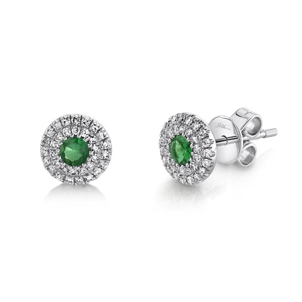 14K Rose Gold Diamond + Green Garnet Earrings