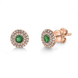 14K White Gold Diamond + Green Garnet Earrings-EARRINGS-Maurice's Jewelers-ROSE GOLD-