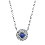 14K Yellow Gold Diamond + Blue Sapphire Necklace