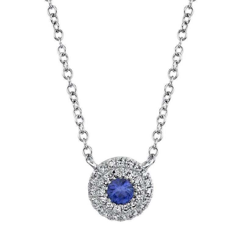 14K White Gold Diamond + Blue Sapphire Necklace-EARRINGS-Maurice's Jewelers-WHITE GOLD-
