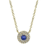 14K White Gold Diamond + Blue Sapphire Necklace-EARRINGS-Maurice's Jewelers-YELLOW GOLD-