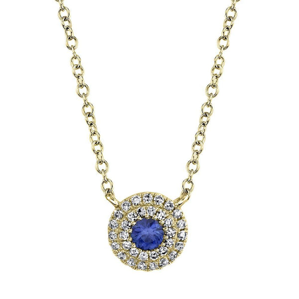 14K White Gold Diamond + Blue Sapphire Necklace-EARRINGS-Maurice's Jewelers-YELLOW GOLD-