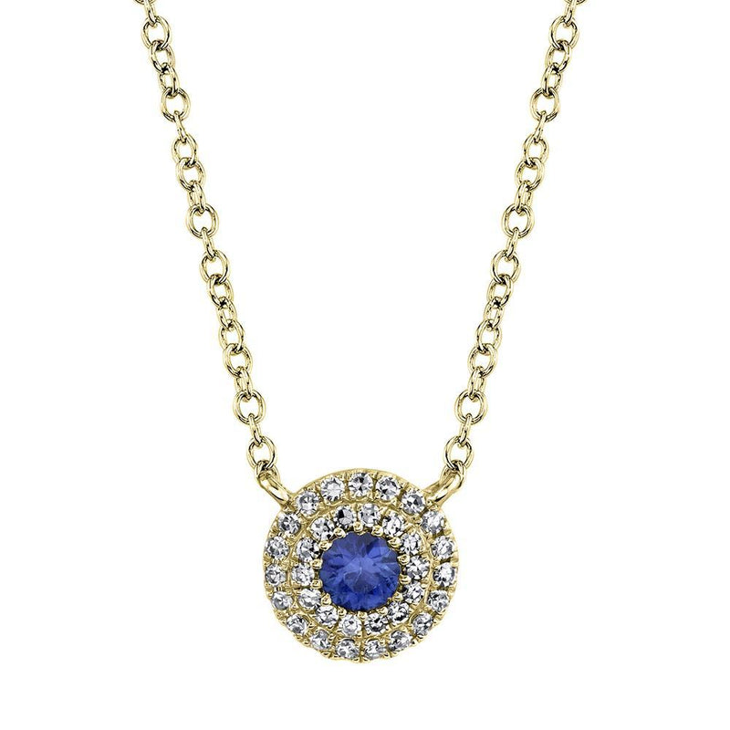 14K White Gold Diamond + Blue Sapphire Necklace-EARRINGS-Maurice's Jewelers-YELLOW GOLD-