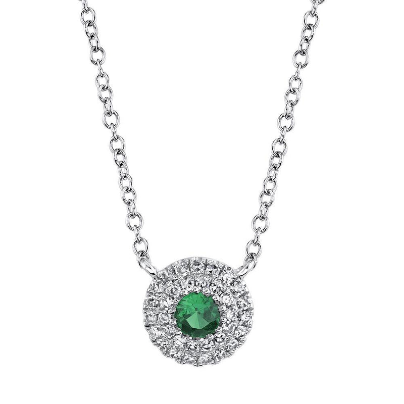 14K Rose Gold Diamond Green Garnet Necklace