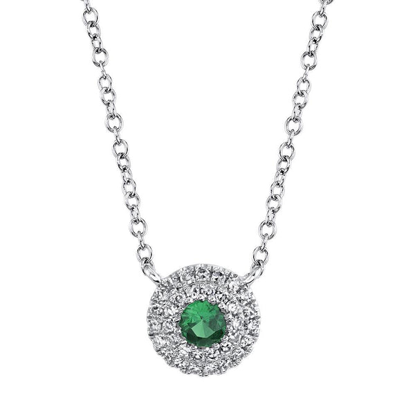 14K White Gold Diamond Green Garnet Necklace-Necklaces-Maurice's Jewelers-WHITE GOLD-