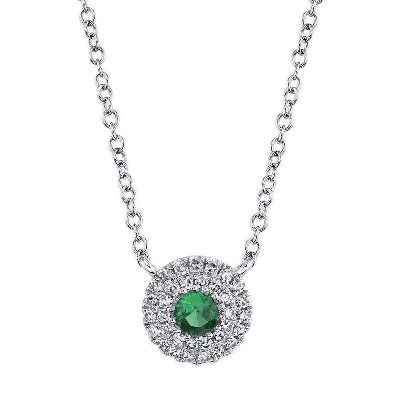14K White Gold Diamond Green Garnet Necklace-Necklaces-Maurice's Jewelers-WHITE GOLD-