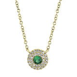 14K Yellow Gold Diamond Green Garnet Necklace