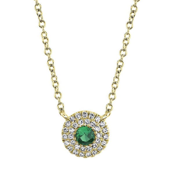 14K White Gold Diamond Green Garnet Necklace-Necklaces-Maurice's Jewelers-YELLOW GOLD-