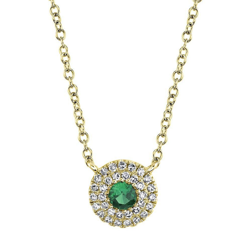 14K White Gold Diamond Green Garnet Necklace