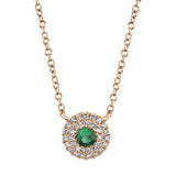 14K White Gold Diamond Green Garnet Necklace-Necklaces-Maurice's Jewelers-ROSE GOLD-
