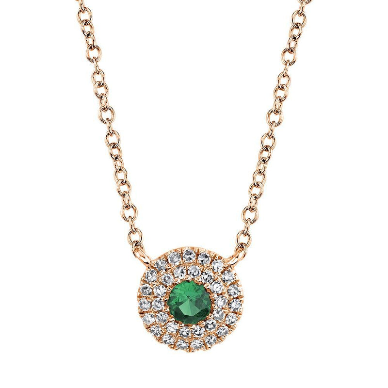 14K White Gold Diamond Green Garnet Necklace-Necklaces-Maurice's Jewelers-ROSE GOLD-