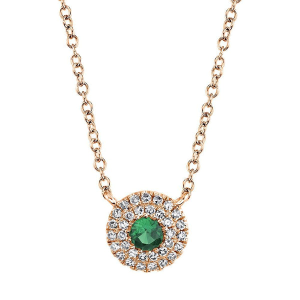 14K Rose Gold Diamond Green Garnet Necklace-Necklaces-Maurice's Jewelers-ROSE GOLD-