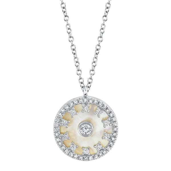 14K White Gold Diamond + Mother of Pearl Necklace-Necklaces-Maurice's Jewelers-WHITE GOLD-