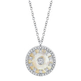 14K Yellow Gold Diamond + Mother of Pearl Necklace