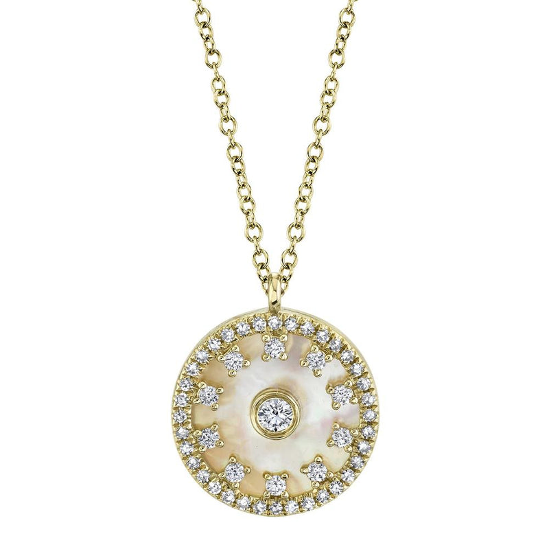 14K White Gold Diamond + Mother of Pearl Necklace-Necklaces-Maurice's Jewelers-YELLOW GOLD-