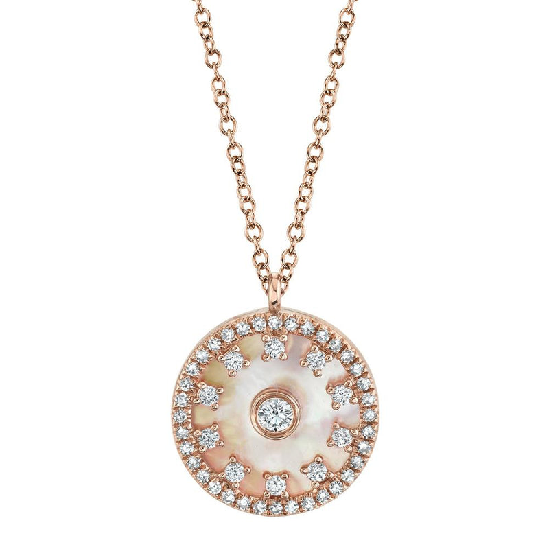 14K White Gold Diamond + Mother of Pearl Necklace-Necklaces-Maurice's Jewelers-ROSE GOLD-