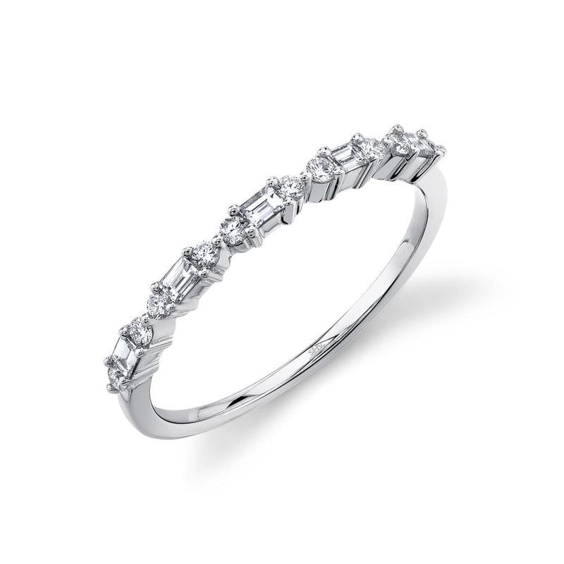 14K Yellow Gold Round + Baguette Diamond Band-Rings-Maurice's Jewelers-WHITE GOLD-