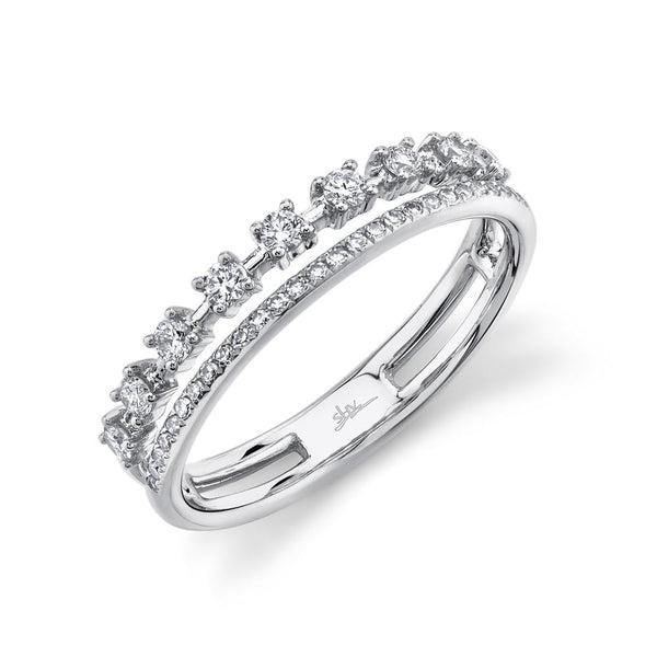 14K White Gold Diamond Double Band