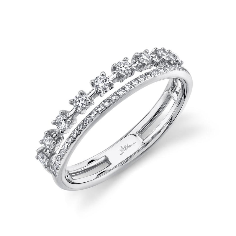 14K White Gold Diamond Double Band-Rings-Maurice's Jewelers-WHITE GOLD-