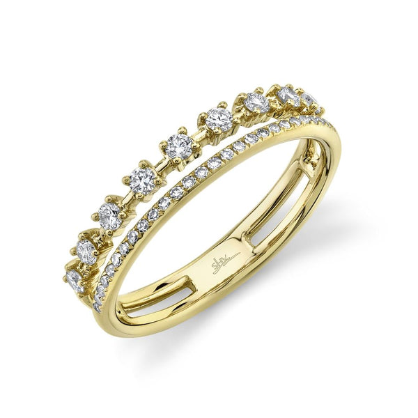 14K Yellow Gold Diamond Double Band