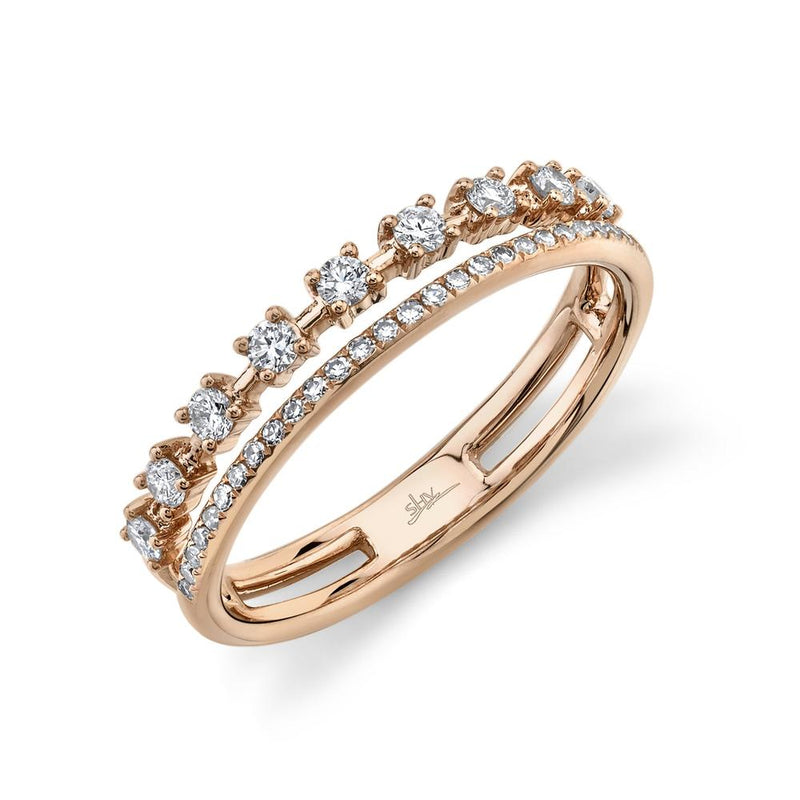 14K White Gold Diamond Double Band-Rings-Maurice's Jewelers-ROSE GOLD-