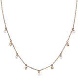 14K Rose Gold Diamond & Cultured Pearl Dangle Necklace-Necklaces-Maurice's Jewelers-ROSE GOLD-