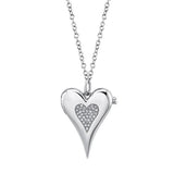 14K Rose Gold Diamond Pave Heart Locket Necklace-Necklaces-Maurice's Jewelers-WHITE GOLD-