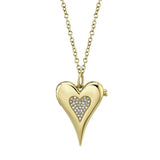 14K Rose Gold Diamond Pave Heart Locket Necklace-Necklaces-Maurice's Jewelers-YELLOW GOLD-