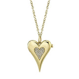 14K White Gold Diamond Pave Heart Locket Necklace