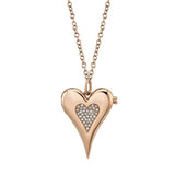 14K White Gold Diamond Pave Heart Locket Necklace-Necklaces-Maurice's Jewelers-ROSE GOLD-