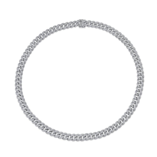 14K White Gold Diamond Pave Link Necklace