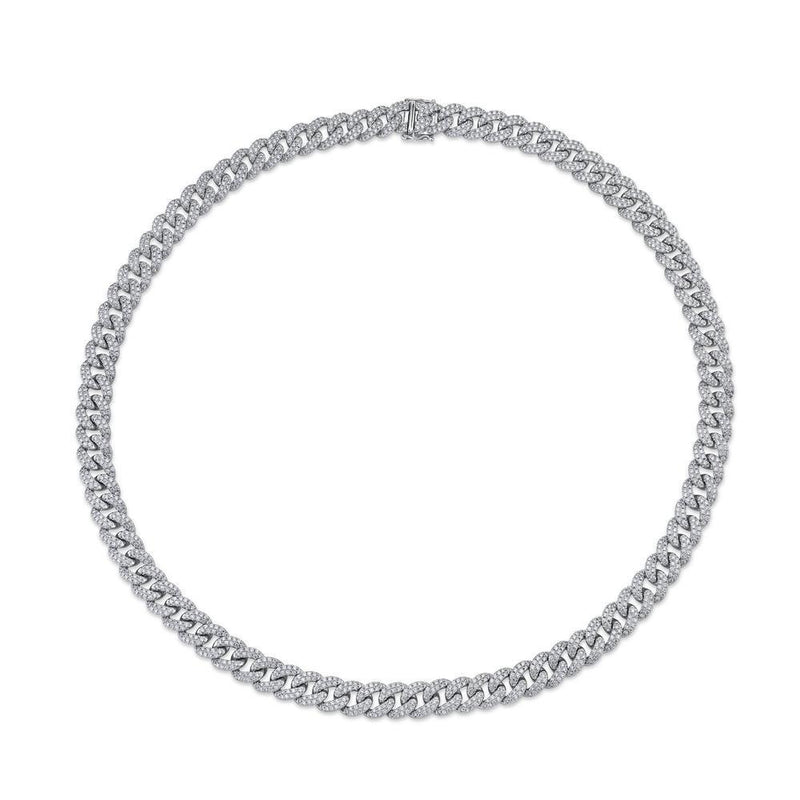 14K White Gold Diamond Pave Link Necklace-Necklaces-Maurice's Jewelers-White Gold-16"-