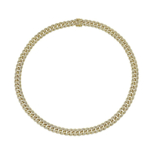 14K Yellow Gold Diamond Pave Link Necklace-Necklaces-Maurice's Jewelers-Yellow Gold-16"-