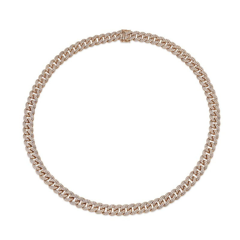14K Rose Gold Diamond Pave Link Necklace