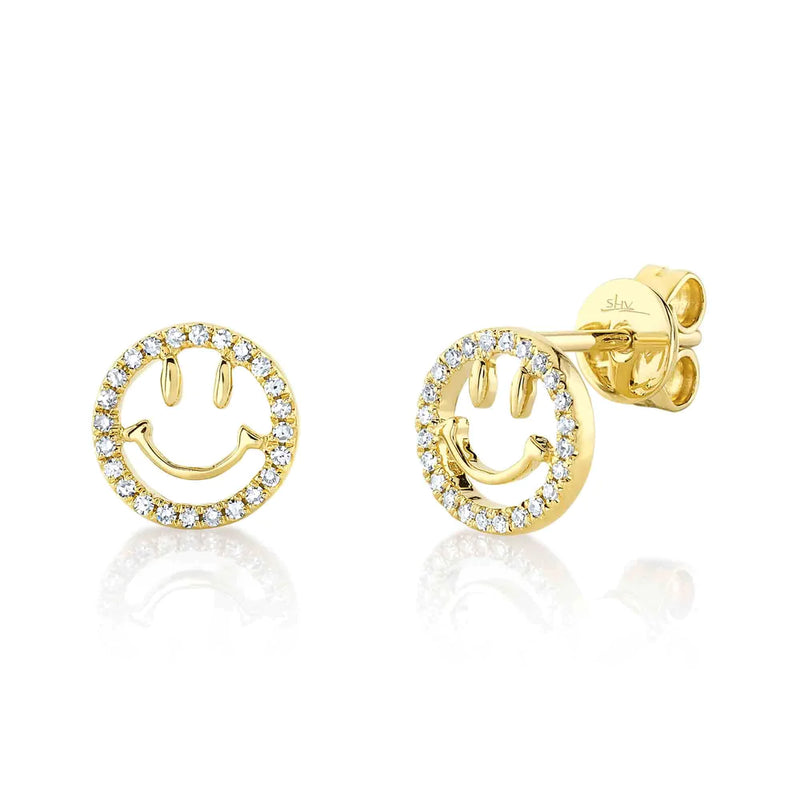 14K Yellow Gold Diamond Smiley Face Stud Earrings Maurice s Jewelers