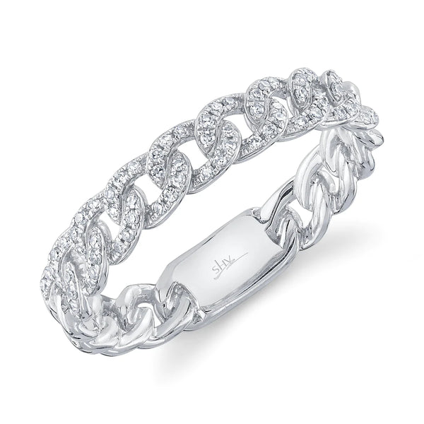 14K White Gold Diamond Curb Link Ring-Rings-Maurice's Jewelers-