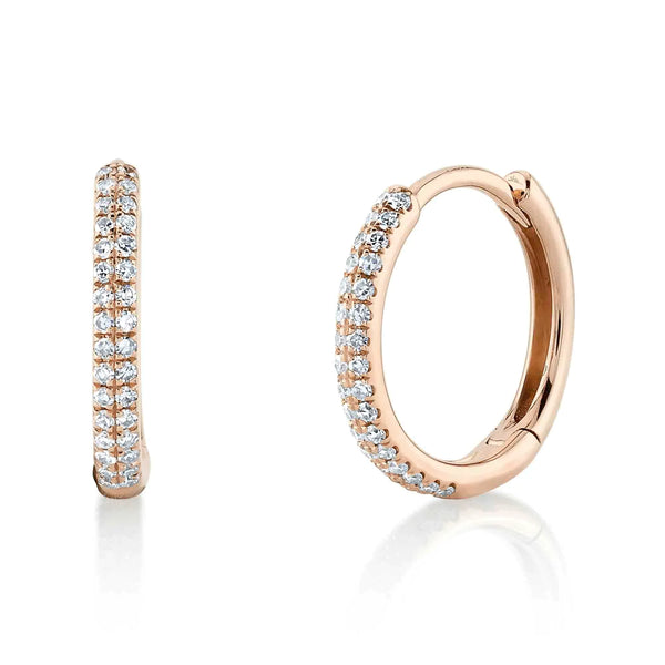 14K Rose Gold Diamond Pave Huggie Earrings-Earrings-Maurice's Jewelers-