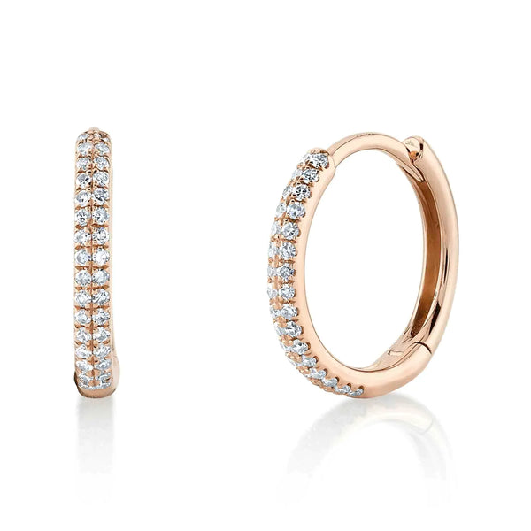 14K Rose Gold Diamond Pave Huggie Earrings
