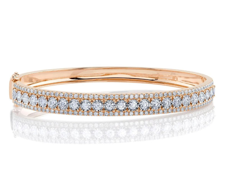 14K Rose Gold Diamond Bangle