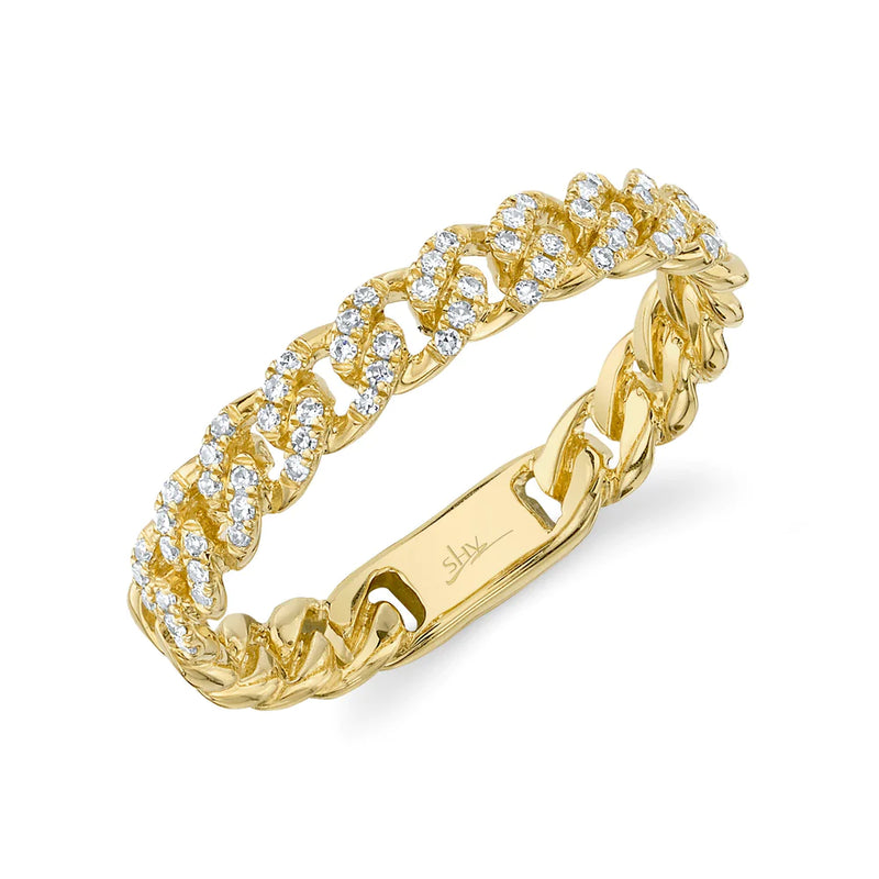 14K Yellow Gold Diamond Curb Link Band-Rings-Maurice's Jewelers-