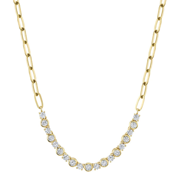 14K Yellow Gold Diamond Bezel Paper Clip Link Necklace-Necklaces-Maurice's Jewelers-