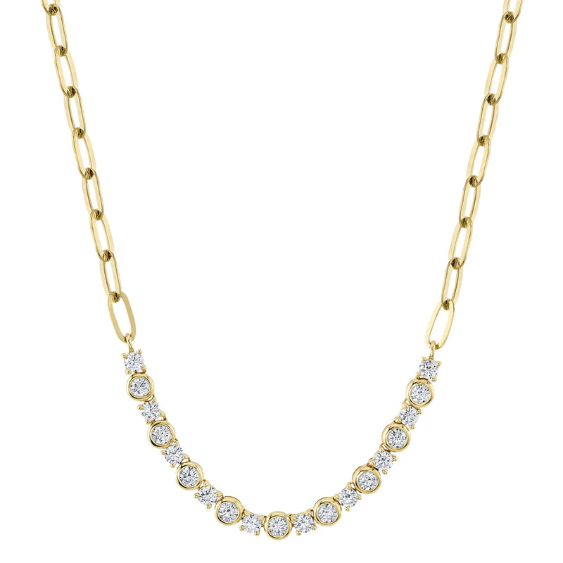 14K Yellow Gold Diamond Bezel Paper Clip Link Necklace-Necklaces-Maurice's Jewelers-