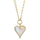 14K Yellow Gold Diamond and Mother of Pearl Heart Necklace-Necklaces-Maurice's Jewelers-