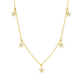 14K Yellow Gold Dangling Diamond Star Necklace