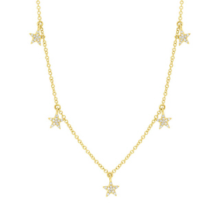 14K Yellow Gold Dangling Diamond Star Necklace