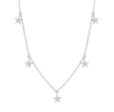 14K White Gold Dangling Diamond Star Necklace-Necklaces-Maurice's Jewelers-White Gold-